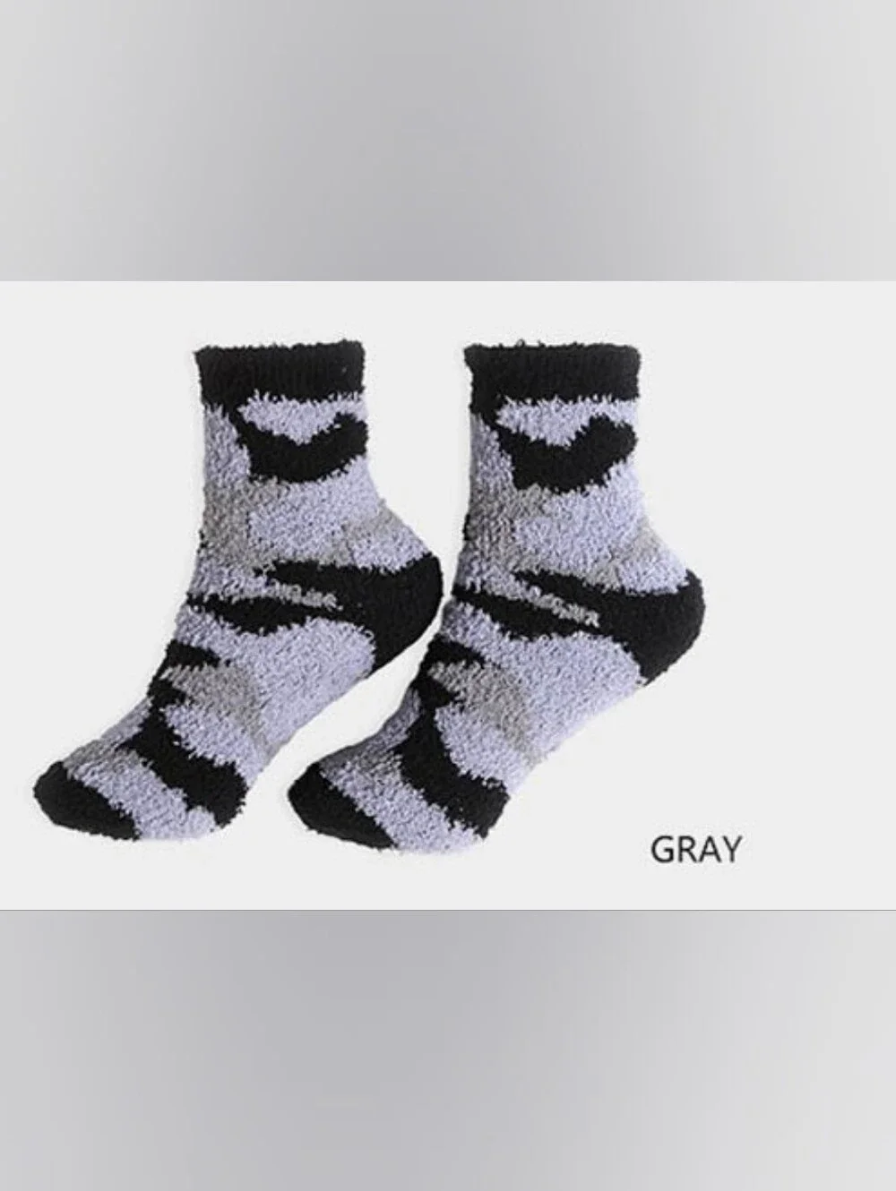 Fuzzy Camouflage Print Socks